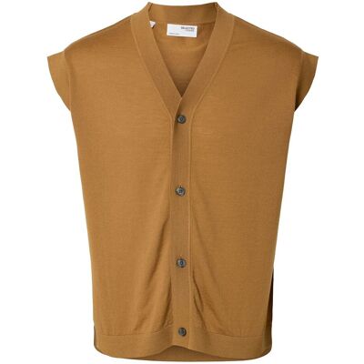 Selected Slhtray Knit Merino Vest Cardigan Ex XL CHIPMUNK XL Selected Slhtray Knit Merino Vest Cardigan Ex XL CHIPMUNK XL