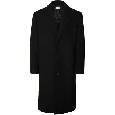 Selected Slhmilos Wool Blend Relaxed Coat #S L BLACK L Selected Slhmilos Wool Blend Relaxed Coat #S L BLACK L