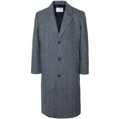 Selected Slhmilos Wool Blend Relaxed Coat #S M DARK GREY M Selected Slhmilos Wool Blend Relaxed Coat #S M DARK GREY M