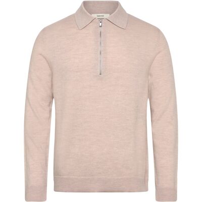 Selected Slhtray Merino Brushed Relaxed Zip Polo XXL OATMEAL XXL Selected Slhtray Merino Brushed Relaxed Zip Polo XXL OATMEAL XXL