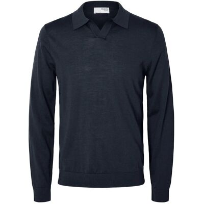 Selected Slhtray Ls Knit Merino Open Polo M NAVY BLAZER M Selected Slhtray Ls Knit Merino Open Polo M NAVY BLAZER M