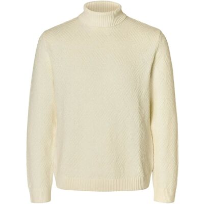 Selected Slhtrevor Ls Knit Structure Roll Neck S EGRET S Selected Slhtrevor Ls Knit Structure Roll Neck S EGRET S