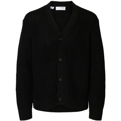 Selected Slhdereck Ls Knit Struc Relaxed Cardigan L BLACK L Selected Slhdereck Ls Knit Struc Relaxed Cardigan L BLACK L