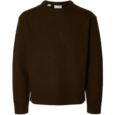 Selected Slharne Ls Knit Relaxed Wool Crew Neck L DEMITASSE L Selected Slharne Ls Knit Relaxed Wool Crew Neck L DEMITASSE L