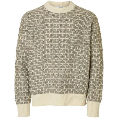 Selected Slhkeith Ls Knit Relaxed Crew Neck S EGRET S Selected Slhkeith Ls Knit Relaxed Crew Neck S EGRET S