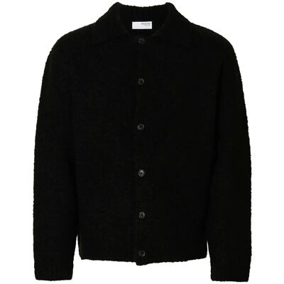 Selected Slhloyd Ls Knit Boucle Polo Cardigan XXL BLACK XXL Selected Slhloyd Ls Knit Boucle Polo Cardigan XXL BLACK XXL