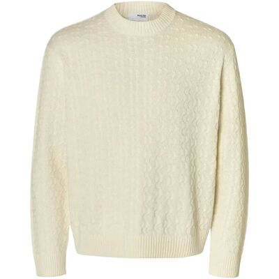 Selected Slhphilip Ls Knit Relaxed Crew Neck S EGRET S Selected Slhphilip Ls Knit Relaxed Crew Neck S EGRET S