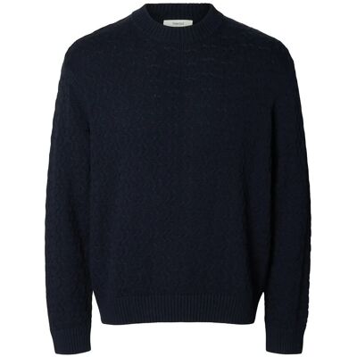 Selected Slhphilip Ls Knit Relaxed Crew Neck S SKY CAPTAIN S Selected Slhphilip Ls Knit Relaxed Crew Neck S SKY CAPTAIN S