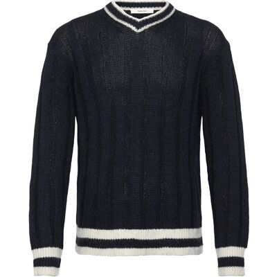 Selected Slhroy Ls Knit Relaxed Rib V-Neck S SKY CAPTAIN S Selected Slhroy Ls Knit Relaxed Rib V-Neck S SKY CAPTAIN S