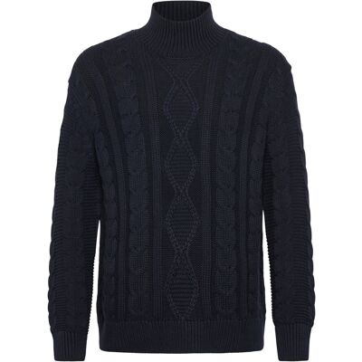 Selected Slhuffe Ls Knit Relaxed Cable High Neck M SKY CAPTAIN M Selected Slhuffe Ls Knit Relaxed Cable High Neck M SKY CAPTAIN M