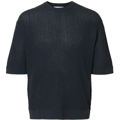 Selected Slhcolton Ss Knit Structure Tee M OUTER SPACE M Selected Slhcolton Ss Knit Structure Tee M OUTER SPACE M