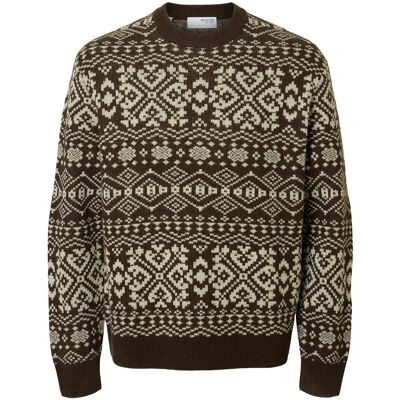 Selected Slhholger Ls Knit Jaquard Crew Neck S DELICIOSO S Selected Slhholger Ls Knit Jaquard Crew Neck S DELICIOSO S