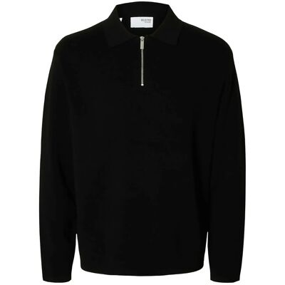 Selected Slmteller Fn Half Zip Polo Noos M BLACK M Selected Slmteller Fn Half Zip Polo Noos M BLACK M
