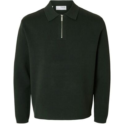Selected Slmteller Fn Half Zip Polo Noos M DEEP FOREST M Selected Slmteller Fn Half Zip Polo Noos M DEEP FOREST M