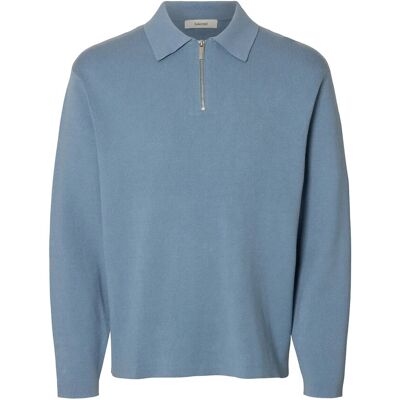 Selected Slmteller Fn Half Zip Polo Noos M DUSTY BLUE M Selected Slmteller Fn Half Zip Polo Noos M DUSTY BLUE M