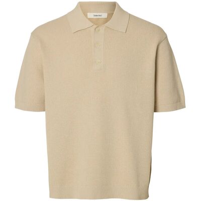 Selected Slhdane Ss Knit Relaxed Polo Noos M OATMEAL M Selected Slhdane Ss Knit Relaxed Polo Noos M OATMEAL M