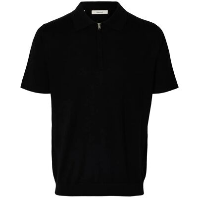 Selected Slhtray Ss Knit Half Zip Polo Noos XXL BLACK XXL Selected Slhtray Ss Knit Half Zip Polo Noos XXL BLACK XXL