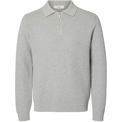 Selected Slhdane Ls Knit Struc Half Zip Polo Noos M LIGHT GREY MELANGE M Selected Slhdane Ls Knit Struc Half Zip Polo Noos M LIGHT GREY MELANGE M
