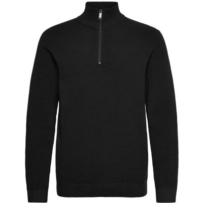 Selected Slhross Ls Knit Structure Half Zip Noos M BLACK M Selected Slhross Ls Knit Structure Half Zip Noos M BLACK M