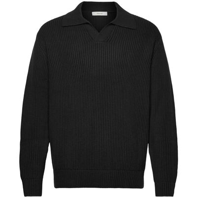 Selected Slhdry Ls Knit Relaxed Open Polo M BLACK M Selected Slhdry Ls Knit Relaxed Open Polo M BLACK M