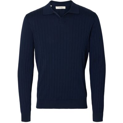 Selected Slhtorino Ls Knit Open Stitch Polo S NAVY BLAZER S Selected Slhtorino Ls Knit Open Stitch Polo S NAVY BLAZER S