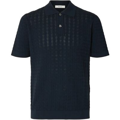 Selected Slhmattis Ss Knit New Cable Polo S SKY CAPTAIN S Selected Slhmattis Ss Knit New Cable Polo S SKY CAPTAIN S