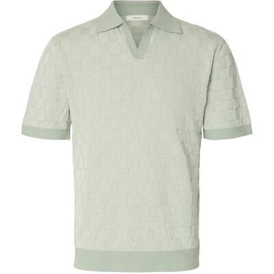 Selected Slhmilas Ss Knit Relaxed Color Open Polo M AQUA GRAY M Selected Slhmilas Ss Knit Relaxed Color Open Polo M AQUA GRAY M