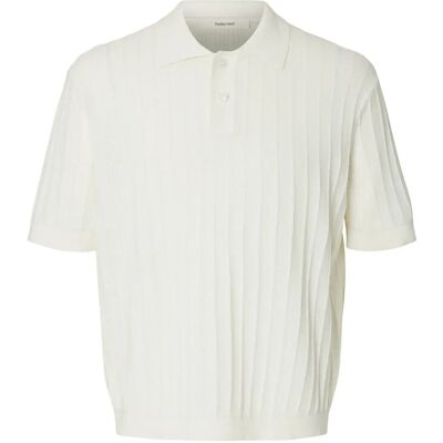 Selected Slhdane Ss Knit Color Structure Polo M EGRET M Selected Slhdane Ss Knit Color Structure Polo M EGRET M