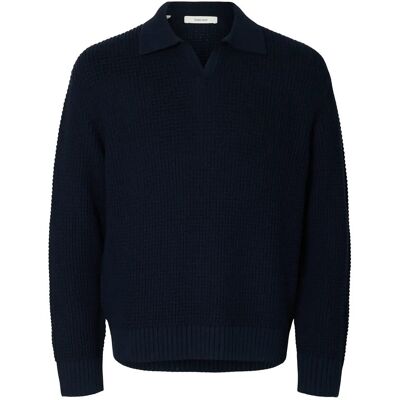 Selected Slhdereck Light Knit Relaxed Open Polo M SKY CAPTAIN M Selected Slhdereck Light Knit Relaxed Open Polo M SKY CAPTAIN M