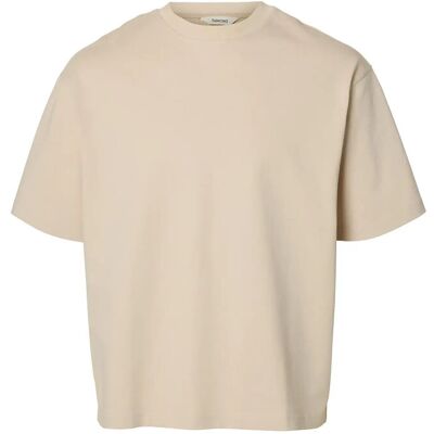 Selected Slmrelaxaspen 2-Ply Ss O-Neck Noos M OATMEAL M Selected Slmrelaxaspen 2-Ply Ss O-Neck Noos M OATMEAL M