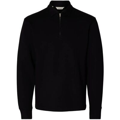 Selected Slhemanuel Soft Polo Zip Sweat Noos L BLACK L Selected Slhemanuel Soft Polo Zip Sweat Noos L BLACK L