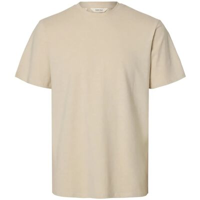 Selected Slhadam Linen Blend Ss Tee Noos S OATMEAL S Selected Slhadam Linen Blend Ss Tee Noos S OATMEAL S