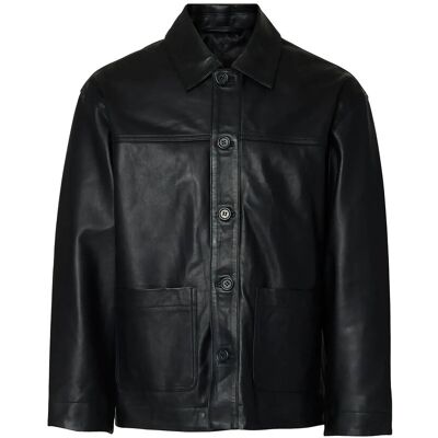 Selected Slhcarl Leather Jkt L BLACK L Selected Slhcarl Leather Jkt L BLACK L
