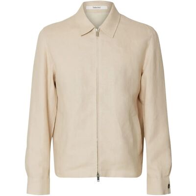 Selected Slhreg-Baird Linen Zip Jacket 56 BEACH SAND 56 Selected Slhreg-Baird Linen Zip Jacket 56 BEACH SAND 56