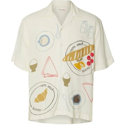 Selected Slhrlxhotel Amour Print Ss Shirt M EGRET M Selected Slhrlxhotel Amour Print Ss Shirt M EGRET M