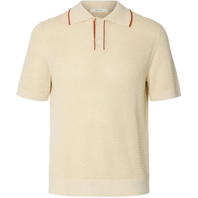 Selected Slhjesse Ss Knit Open Structure Polo S BIRCH S Selected Slhjesse Ss Knit Open Structure Polo S BIRCH S
