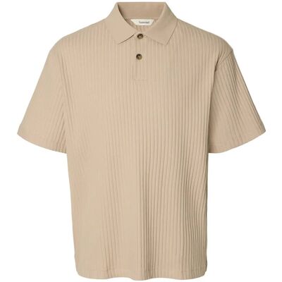 Selected Slmrelaxsimon Ribbed Ss Polo M PURE CASHMERE M Selected Slmrelaxsimon Ribbed Ss Polo M PURE CASHMERE M