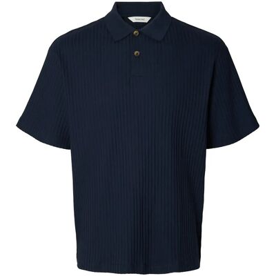 Selected Slmrelaxsimon Ribbed Ss Polo M SKY CAPTAIN M Selected Slmrelaxsimon Ribbed Ss Polo M SKY CAPTAIN M