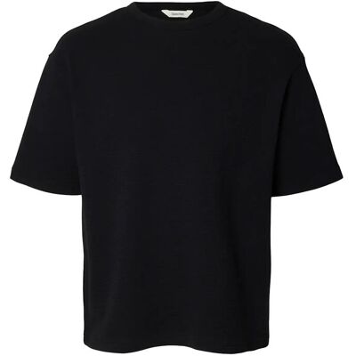 Selected Slmrelaxsonny Waffle Ss O-Neck Tee XL BLACK XL Selected Slmrelaxsonny Waffle Ss O-Neck Tee XL BLACK XL