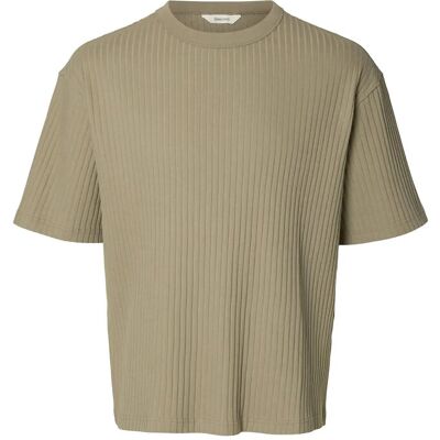 Selected Slmrelaxsimon Ribbed Ss Tee M VETIVER M Selected Slmrelaxsimon Ribbed Ss Tee M VETIVER M