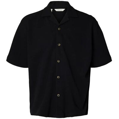 Selected Slmrelaxsonny Waffle Ss Overshirt S BLACK S Selected Slmrelaxsonny Waffle Ss Overshirt S BLACK S