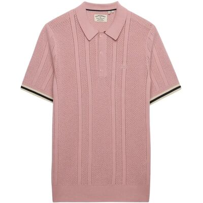 Superdry Knitted Texture S/S Polo L GREY PINK L Superdry Knitted Texture S/S Polo L GREY PINK L