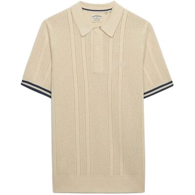 Superdry Knitted Texture S/S Polo XL OATMEAL BEIGE XL Superdry Knitted Texture S/S Polo XL OATMEAL BEIGE XL
