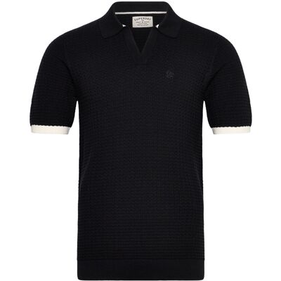 Superdry Johnny Collar Knitted Polo XXL BLACK XXL Superdry Johnny Collar Knitted Polo XXL BLACK XXL