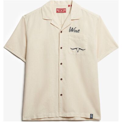 Superdry Merchant Resort Shirt S OATMEAL BEIGE S Superdry Merchant Resort Shirt S OATMEAL BEIGE S