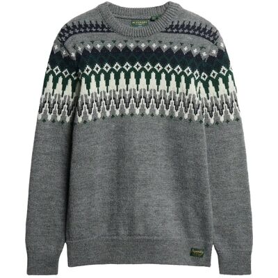 Superdry Fairisle Knit Crew Jumper M GREY MARL MULTI M Superdry Fairisle Knit Crew Jumper M GREY MARL MULTI M