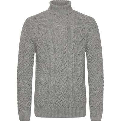 Superdry Jacob Cable Roll Neck Jumper L MID GREY L Superdry Jacob Cable Roll Neck Jumper L MID GREY L