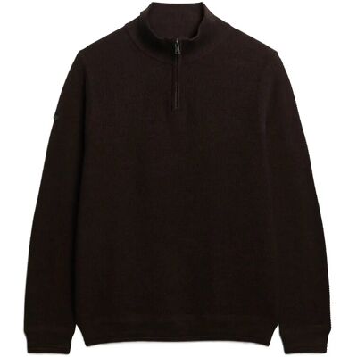 Superdry Lw Cotton Texture Half Zip S DARK BROWN/BLACK S Superdry Lw Cotton Texture Half Zip S DARK BROWN/BLACK S