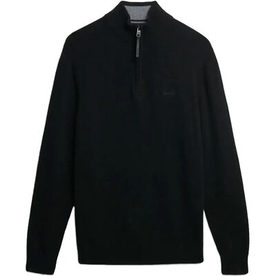 Superdry Wool Blend Half Zip Jumper L BLACK L Superdry Wool Blend Half Zip Jumper L BLACK L