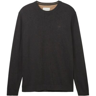 Tom Tailor Basic Crewneck Knit XL BLACK GREY MELANGE XL Tom Tailor Basic Crewneck Knit XL BLACK GREY MELANGE XL